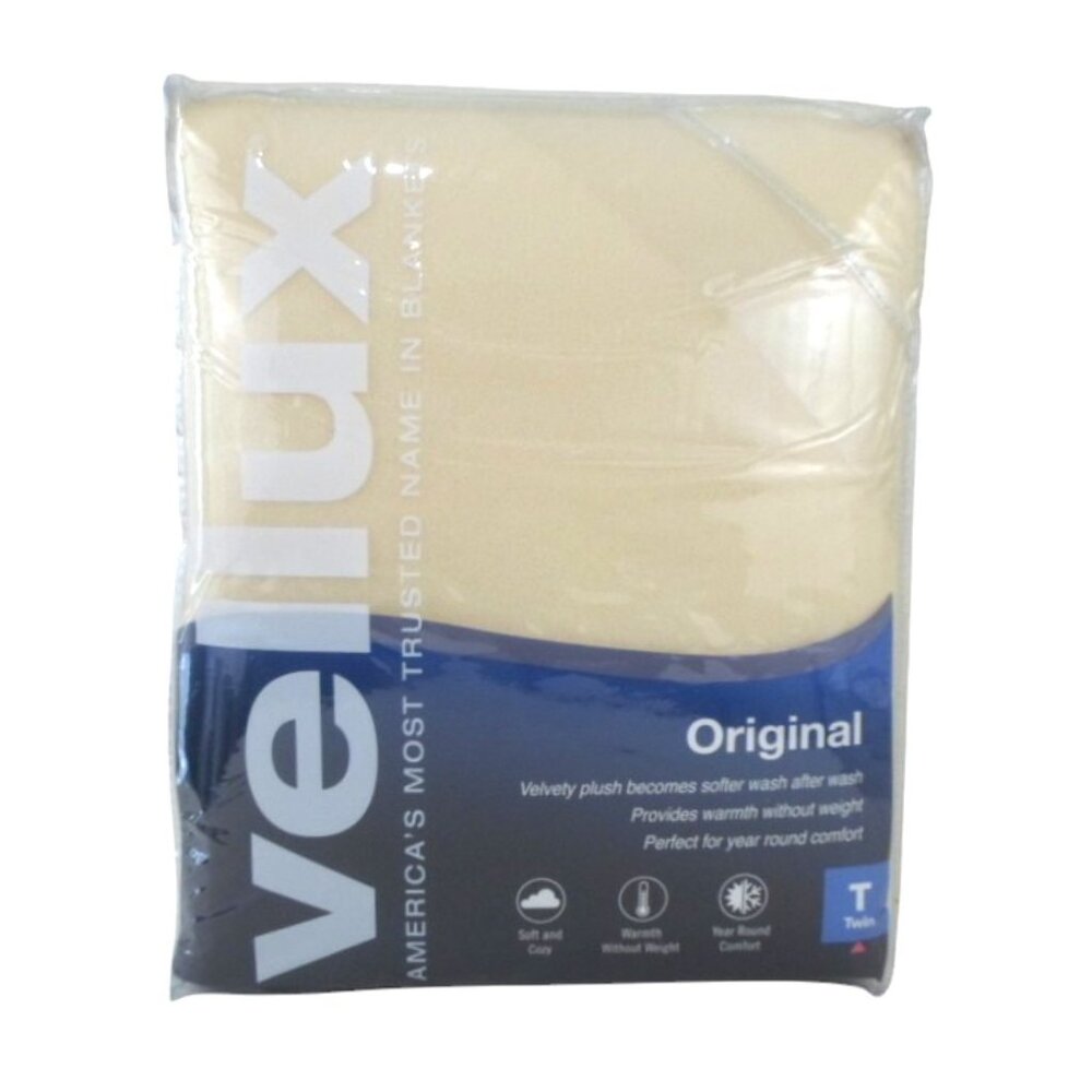Vellux Original Twin Size Blanket Cream Ivory Velvety Plush Soft Warm Insulated